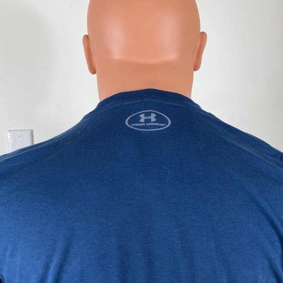 🌿Sale🌿 Under Armour Wordmark Blue Repead Sh Slv T-Shirt Men's Size 1364693 408 - Picture 5 of 7